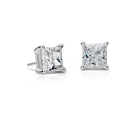 best selling princess cut solitaire diamond simulant stud earrings