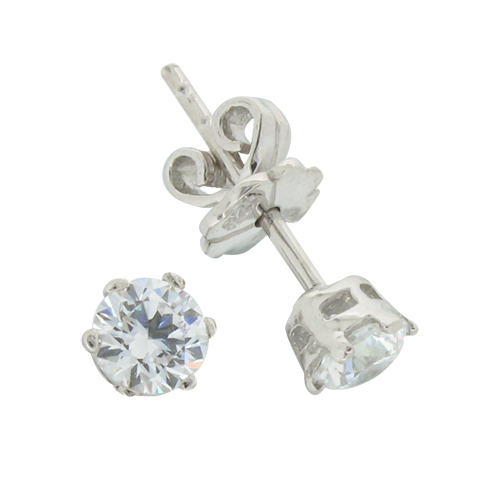 Brilliant 0.5 carat 4.25 millimeter Diamond Simulant prong set Stud Earrings