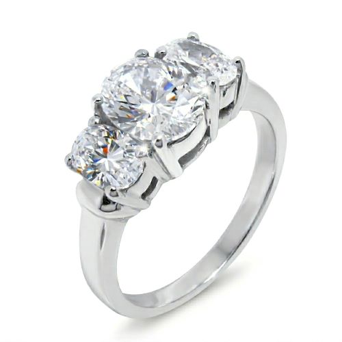3 Stone Oval cut Dress Ring