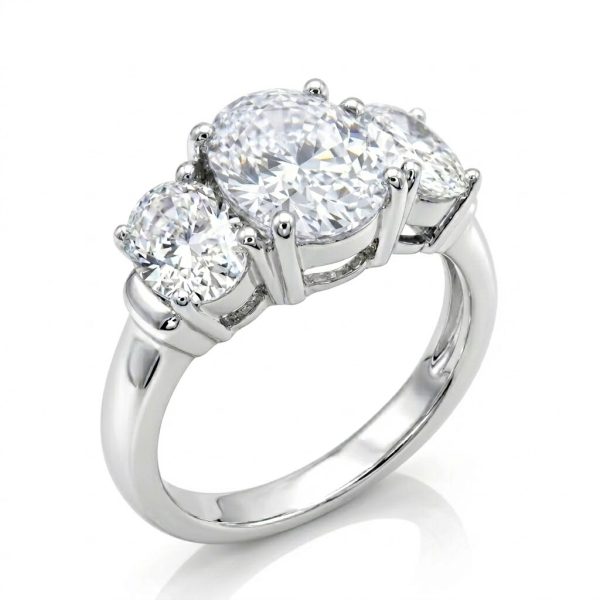 3 Stone Oval cut Dress Ring