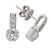 Brilliant 1 carat 5.25 millimeters Diamond semi bezel set Stud Earrings in Silver 