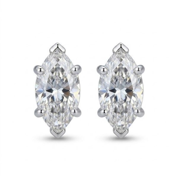 1ct Marquis Cut, 6 Prongs, Solitaire, Stud Earring