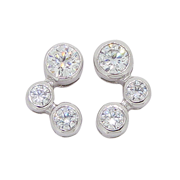 Brilliant Bubble 0.5carat 4.25millimeter Diamond Simulant bezel set Stud Earrings in Silver with White Gold Plating