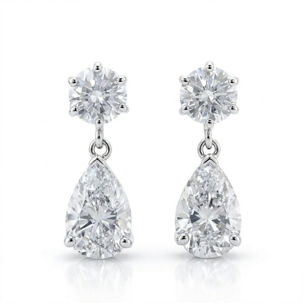 1ct Classic Brilliant Cut and 2ct Teardrop Earrings