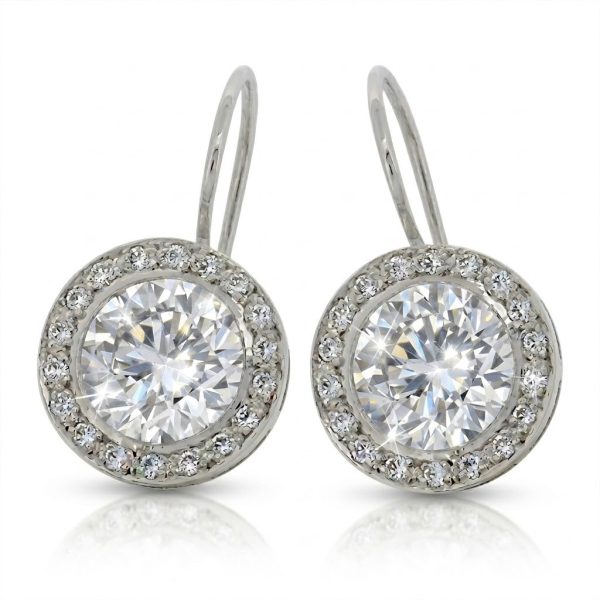 3.5ct Classic Brilliant Cut Bezel Set Shepherds Hook Earring