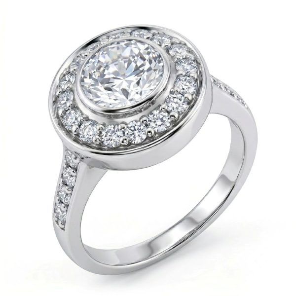 Halo Brilliant 1.5ct bezel set Dress Ring