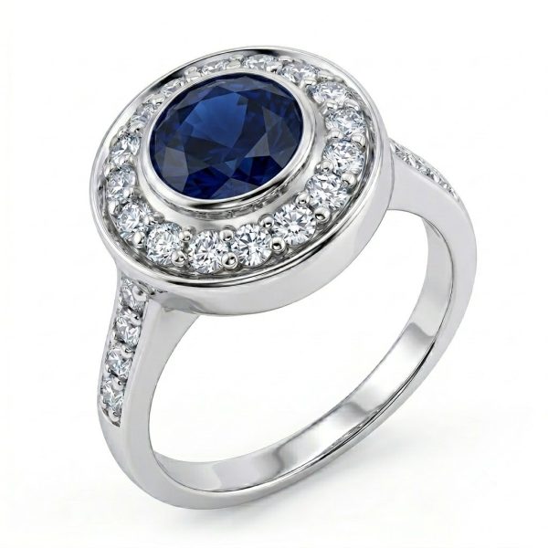 1.5ct Blue Sapphire Brilliant Cut Bezel Set