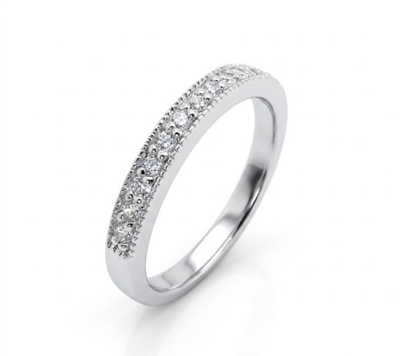 Half Eternity Round Brilliant Pave Set with Miligrain Ring