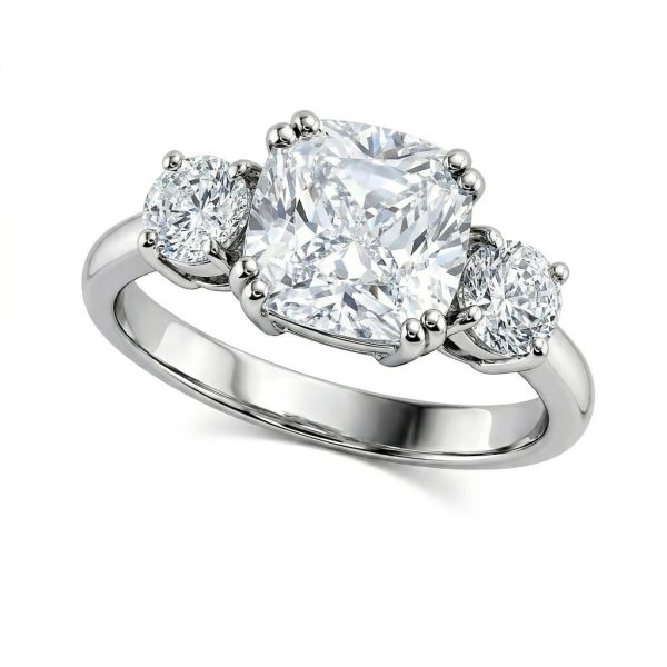 Meghan - Cushion & Round 3 Diamond Ring