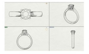 series of images of the process of designing an engagement ring