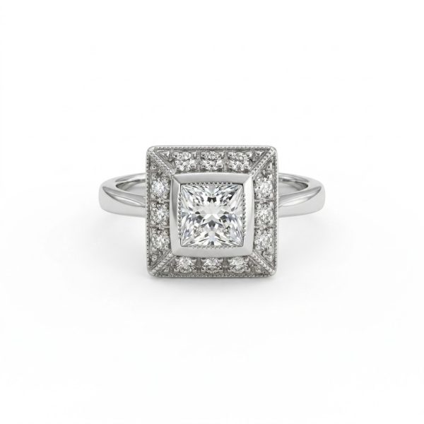 Princess and Brilliant cut Bezel Set Dress Ring