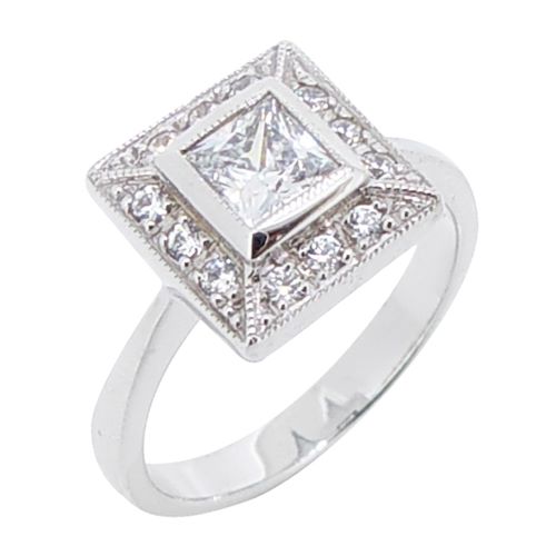 Princess and Brilliant cut Bezel Set Dress Ring