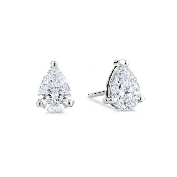 2ct Pear-shape, 3 Prongs, Solitaire, Stud Earring