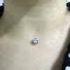Float Pendant on illusion wire with Princess cut diamond simulant in Octagon Shape Bezel Setting