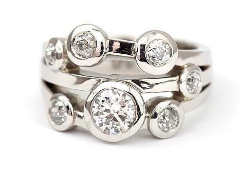 Sparkling diamonds bubble Ring