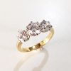 Diamond Simulant Trilogy Ring white and yellow gold