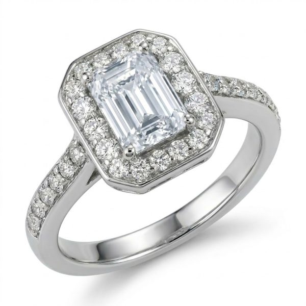 Emerald Cut Halo Ring