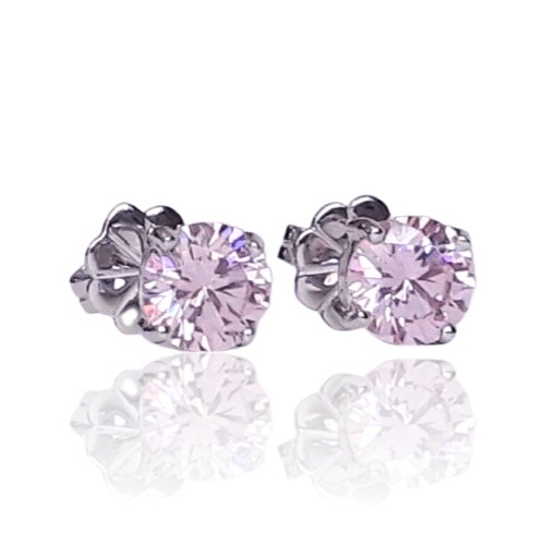 classic solitaire earrings pink stone