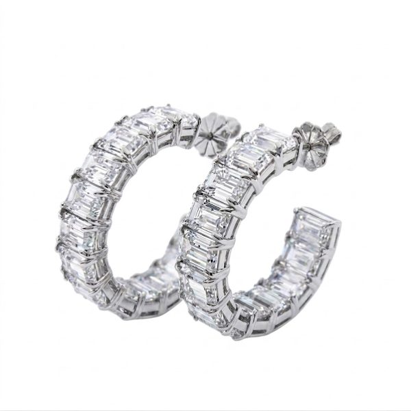 Earring Double-Sided Hoop with Emerald Cut Stones