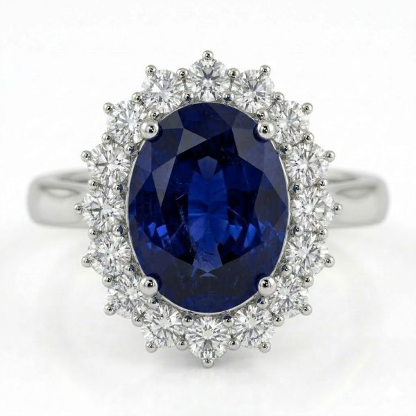 Blue Sapphire (13x9mm) Oval Halo Ring Duchess
