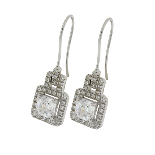 2.5ct Princess Cut, Sheppard's hook, Antique Style
