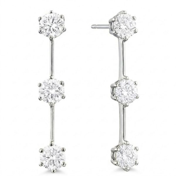 1.5ct Brilliant Cut Bar/Drop Design Earring