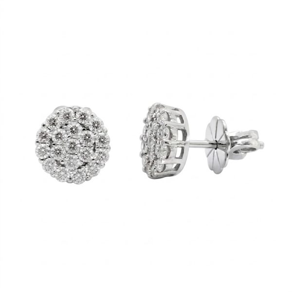 Brilliant Cut Pave Cluster Stud Earring