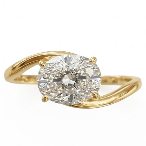 Solitaire Oval 9x7 mm. Bypassed band